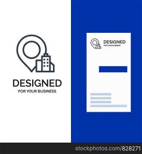 Location, Building, Hotel Grey Logo Design and Business Card Template