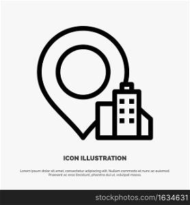 Location, Building, Hotel Line Icon Vector