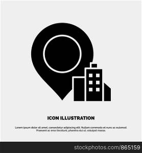 Location, Building, Hotel solid Glyph Icon vector