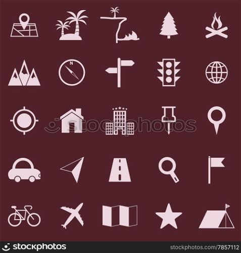 Location color icons on red background, stock vector