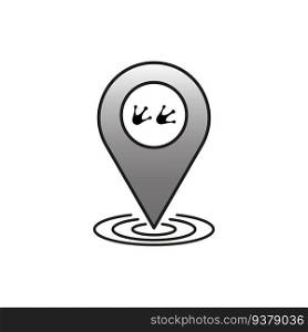 Location duck paws pin. Location pin pointer icon. Vector illustration. stock image. EPS 10.. Location duck paws pin. Location pin pointer icon. Vector illustration. stock image.