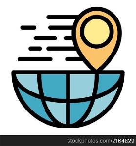 Location global parcel icon. Outline location global parcel vector icon color flat isolated. Location global parcel icon color outline vector