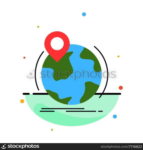 location, globe, worldwide, pin, marker Flat Color Icon Vector