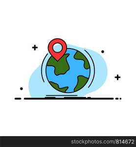 location, globe, worldwide, pin, marker Flat Color Icon Vector