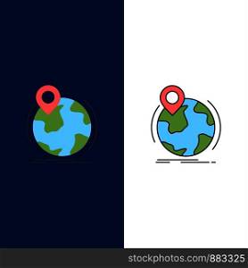 location, globe, worldwide, pin, marker Flat Color Icon Vector