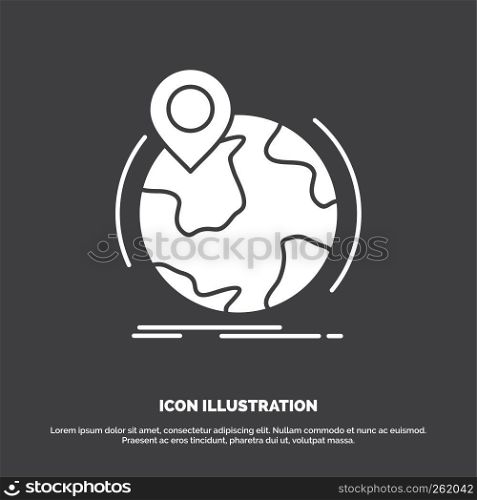location, globe, worldwide, pin, marker Icon. glyph vector symbol for UI and UX, website or mobile application
