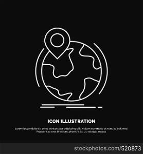 location, globe, worldwide, pin, marker Icon. Line vector symbol for UI and UX, website or mobile application. Vector EPS10 Abstract Template background