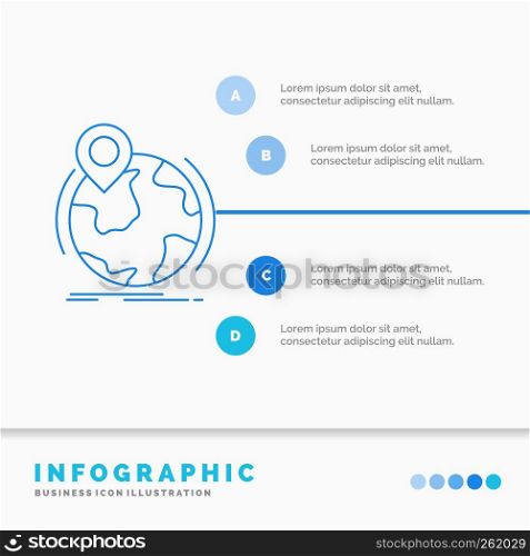 location, globe, worldwide, pin, marker Infographics Template for Website and Presentation. Line Blue icon infographic style vector illustration