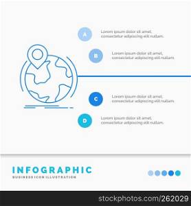 location, globe, worldwide, pin, marker Infographics Template for Website and Presentation. Line Blue icon infographic style vector illustration