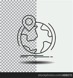 location, globe, worldwide, pin, marker Line Icon on Transparent Background. Black Icon Vector Illustration. Vector EPS10 Abstract Template background