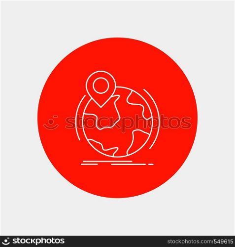 location, globe, worldwide, pin, marker White Line Icon in Circle background. vector icon illustration. Vector EPS10 Abstract Template background