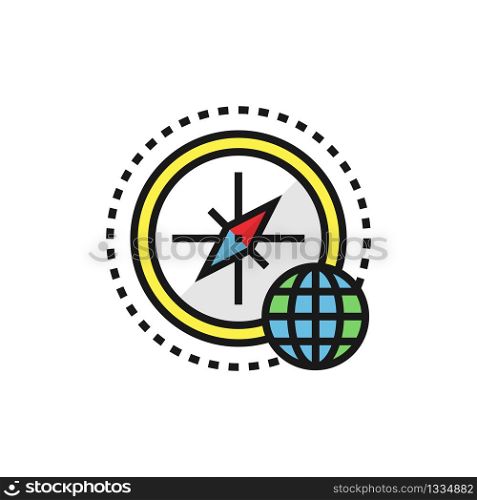 Location icon. Compass and globe symbol in flat. Vector EPS 10