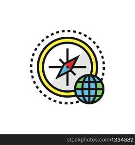 Location icon. Compass and globe symbol in flat. Vector EPS 10