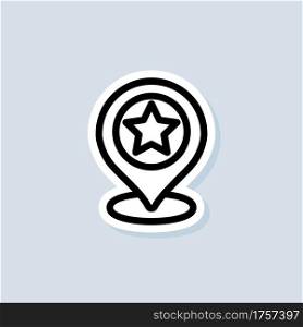 Location icon. Pointer sign with star. GPS location. Map pin icon. Vector on isolated background. EPS 10.. Location icon. Pointer sign with star. GPS location. Map pin icon. Vector on isolated background. EPS 10