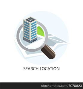 Location Icon. Search Concept. Flat Design. Isolated Illustration.. Location Icon. Search Concept. Flat Design.