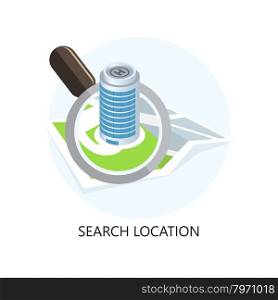 Location Icon. Search Concept. Flat Design. Isolated Illustration.. Location Icon. Search Concept. Flat Design.