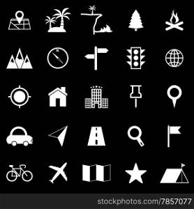Location icons on black background, stock vector