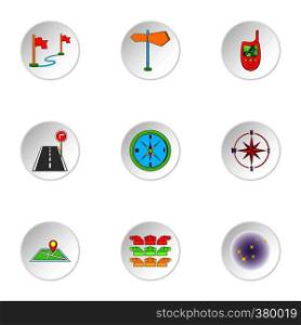 Location icons set. Cartoon illustration of 9 location vector icons for web. Location icons set, cartoon style