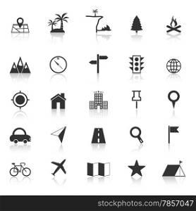 Location icons with reflect on white background, stock vector