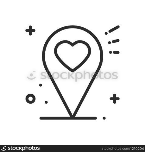 Location line icon. Map pin pointer sign and symbol. Navigation. Heart shape. Location line icon. Map pin pointer sign and symbol. Navigation. Heart shape.