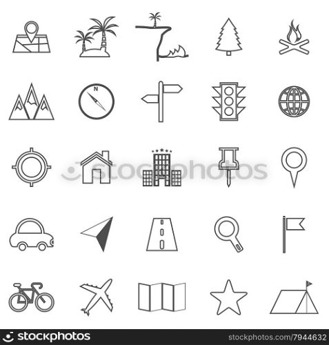 Location line icons on white background, stock vector