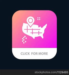 Location, Map, American Mobile App Button. Android and IOS Glyph Version