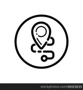 Location. Map and navigation. Commerce outline icon in a circle. Isolated vector illustration