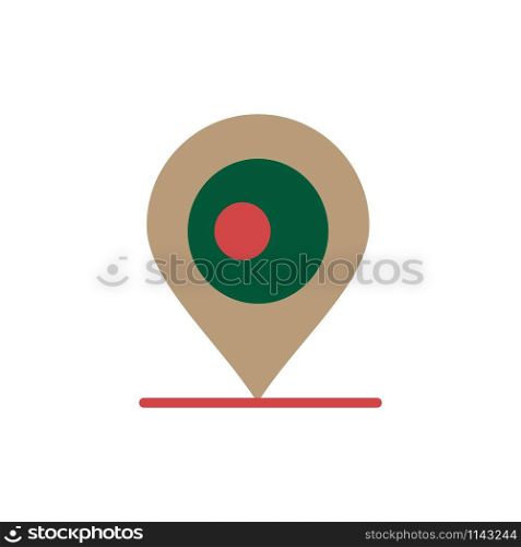 Location, Map, Bangladesh Flat Color Icon. Vector icon banner Template