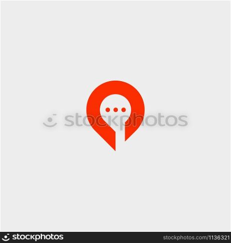 Location Map Chat Vector Logo Icon. Location Map Chat Vector Logo Template Design