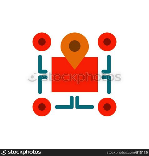 Location, Map, Chip, Area, Pointer, Flat Color Icon. Vector icon banner Template