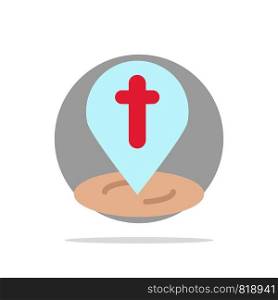 Location, Map, Easter, Pin Abstract Circle Background Flat color Icon