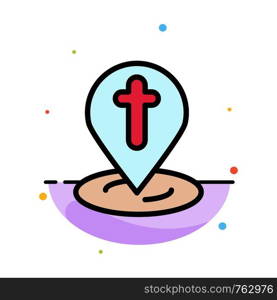 Location, Map, Easter, Pin Abstract Flat Color Icon Template