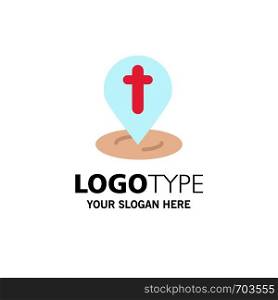 Location, Map, Easter, Pin Business Logo Template. Flat Color