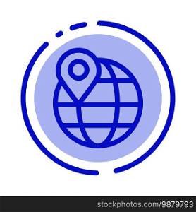 Location, Map, Globe, Internet Blue Dotted Line Line Icon