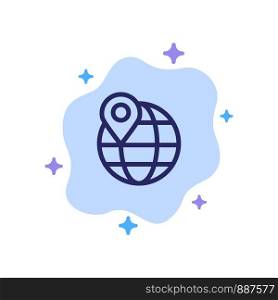 Location, Map, Globe, Internet Blue Icon on Abstract Cloud Background