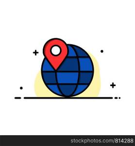 Location, Map, Globe, Internet Business Flat Line Filled Icon Vector Banner Template