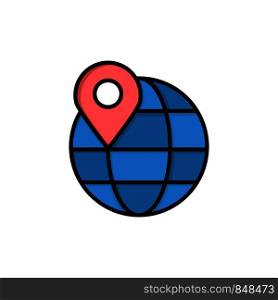 Location, Map, Globe, Internet Flat Color Icon. Vector icon banner Template