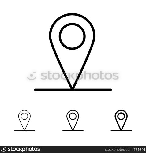 Location, Map, Interface Bold and thin black line icon set