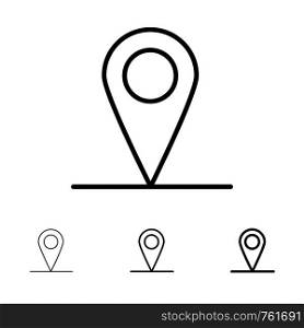 Location, Map, Interface Bold and thin black line icon set