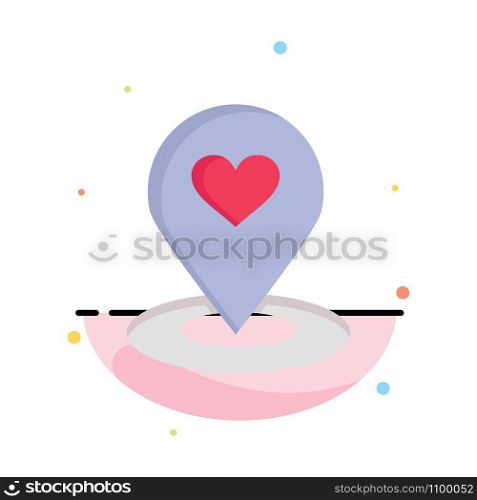 Location, Map, Location Finder, Pin, Heart Business Logo Template. Flat Color