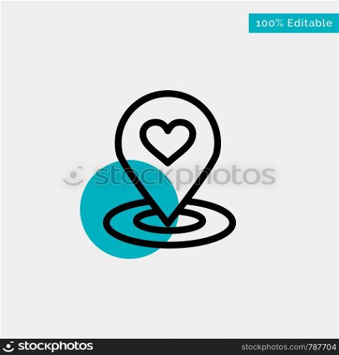 Location, Map, Location Finder, Pin, Heart turquoise highlight circle point Vector icon