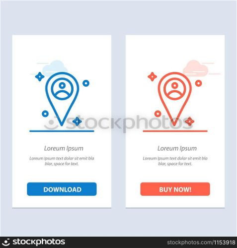 Location, Map, Man Blue and Red Download and Buy Now web Widget Card Template
