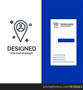 Location, Map, Man Grey Logo Design and Business Card Template