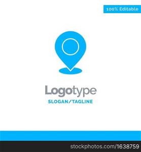 Location, Map, Mark, Marker, Pin, Place, Point, Pointer Blue Solid Logo Template. Place for Tagline