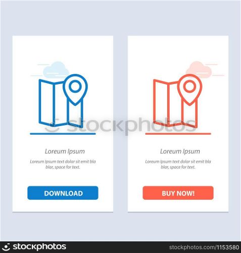 Location, Map, Marker, Pin Blue and Red Download and Buy Now web Widget Card Template