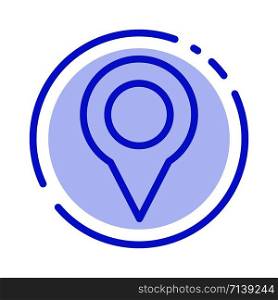 Location, Map, Marker, Pin Blue Dotted Line Line Icon