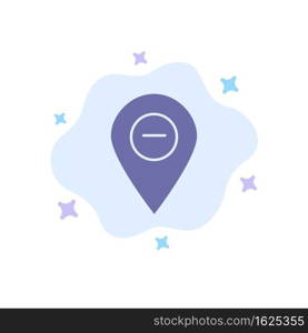 Location, Map, Marker, Pin Blue Icon on Abstract Cloud Background