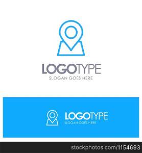 Location, Map, Marker, Pin Blue outLine Logo with place for tagline