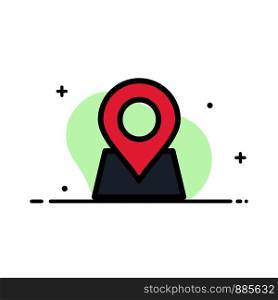 Location, Map, Marker, Pin Business Flat Line Filled Icon Vector Banner Template