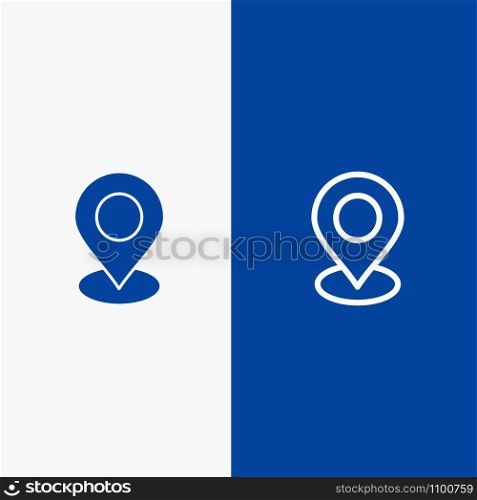 Location, Map, Marker, Pin Line and Glyph Solid icon Blue banner Line and Glyph Solid icon Blue banner